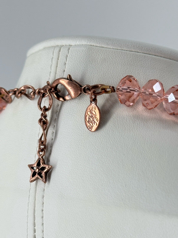 KIRKS FOLLY Rose Gold Tone Pink Angel Cameo Pendant Necklace