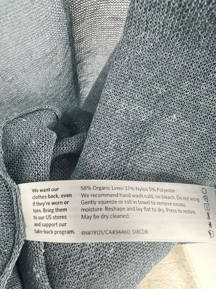 EILEEN FISHER Size M Slate Blue Linen Blend Short Sleeve Cardigan NWT