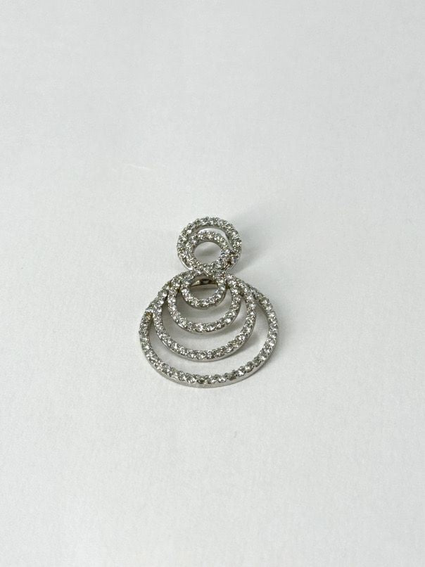 18k White Gold Diamond Layers Circles Pendant
