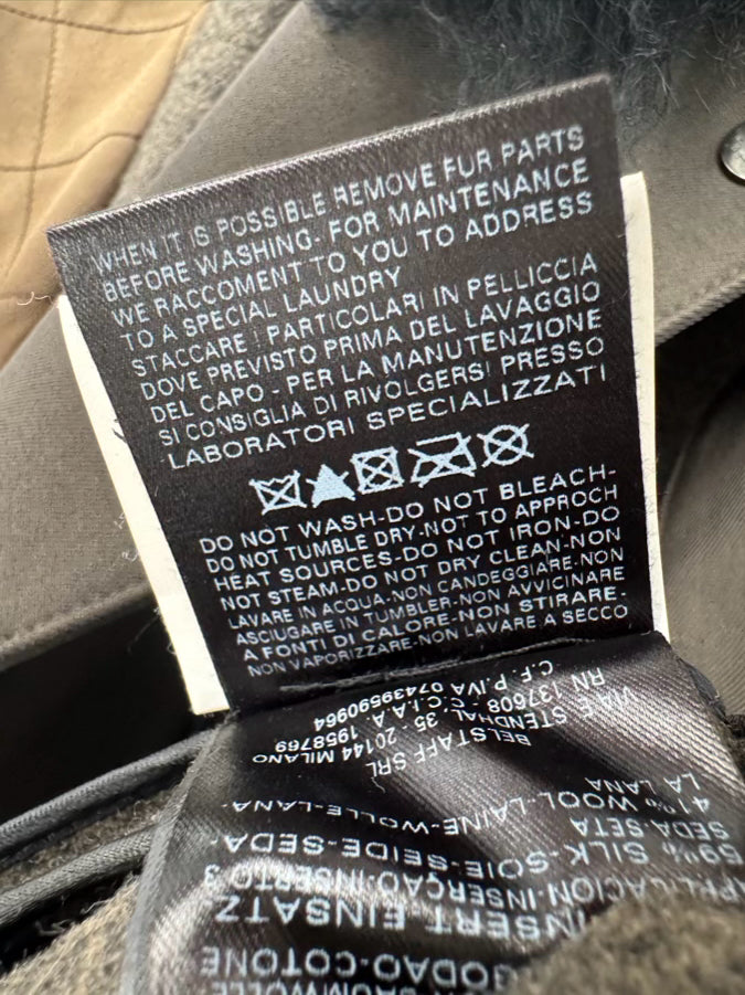 BELSTAFF Size 44 Moss Cashmere, Wool & Angora Full Length Coat