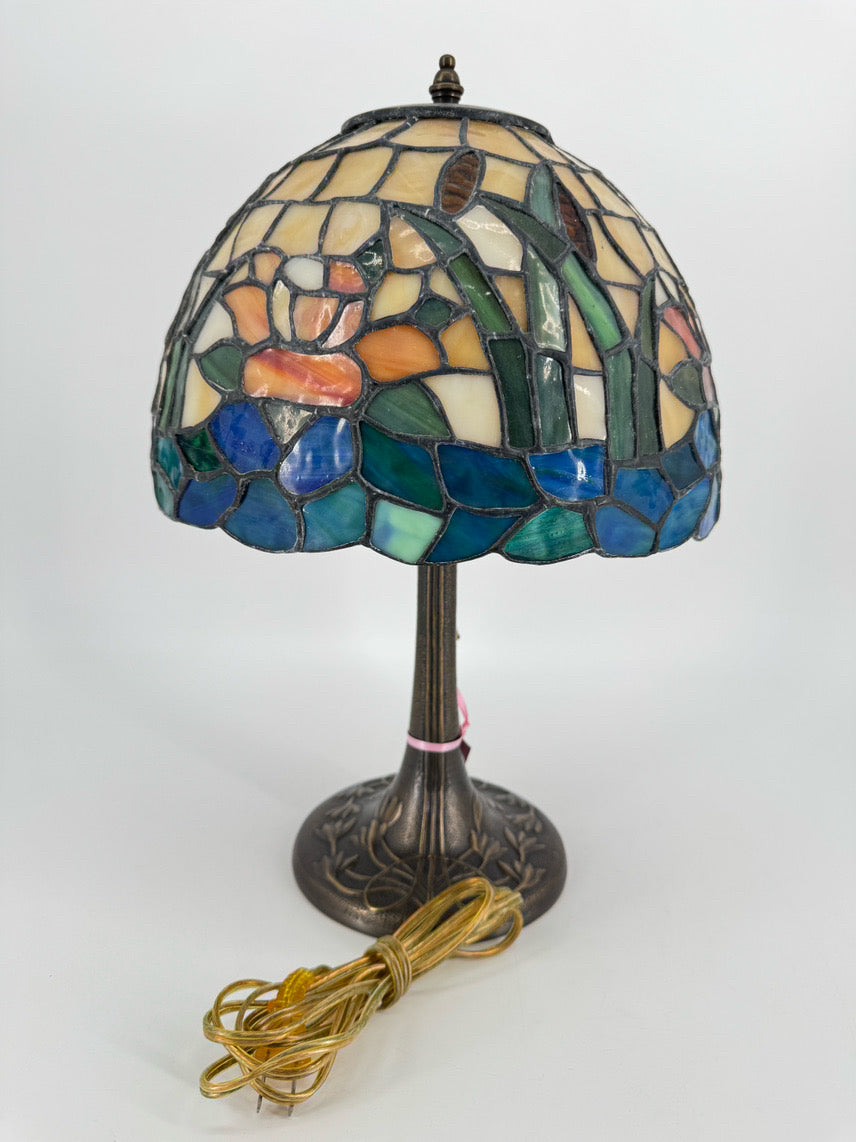 Cream, Green & Blue Tiffany Style Lamp