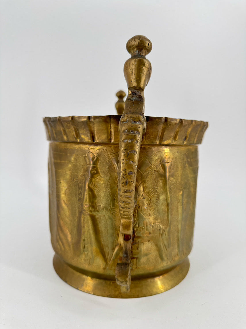 VINTAGE Brass Etched Planter