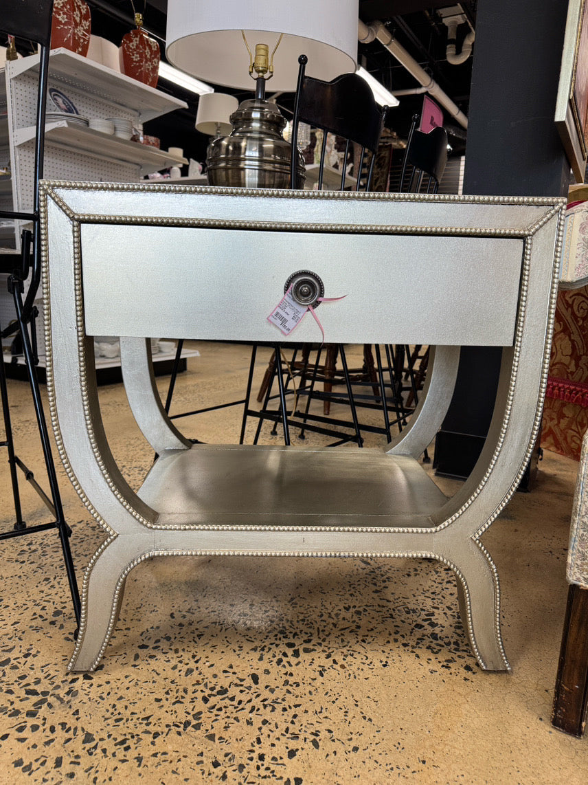 PIER 1 Silver Wood Beaded-Look End Table