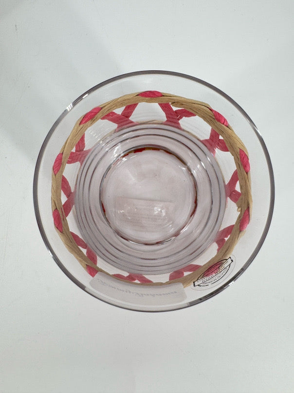 TOMMY BAHAMA Pink Raffia Lattice Set of 4 Glasses