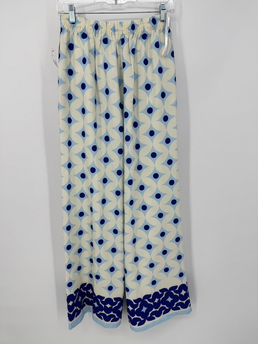 LAVI Size Wmn's L Blue & Cream Print Pants NWT