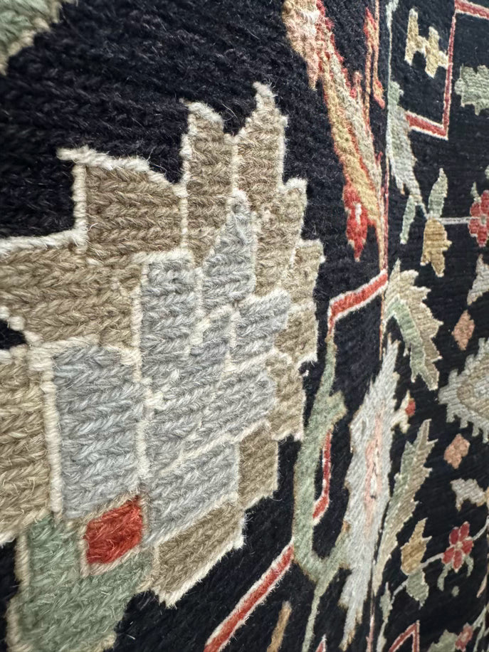 Black, Rust & Green Oriental Wool Area Rug