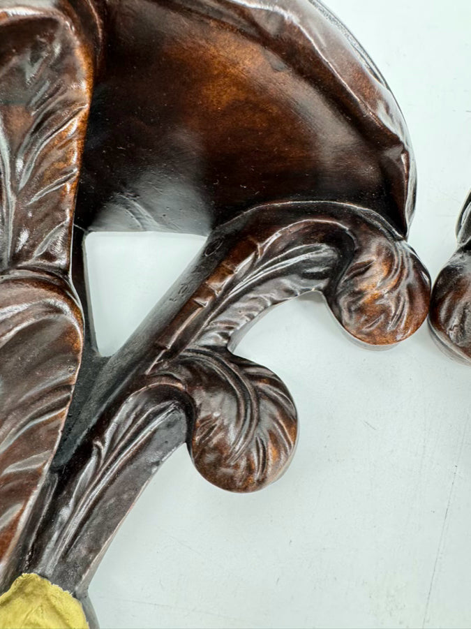 Brown & Gold Resin Pair of Wall Brackets