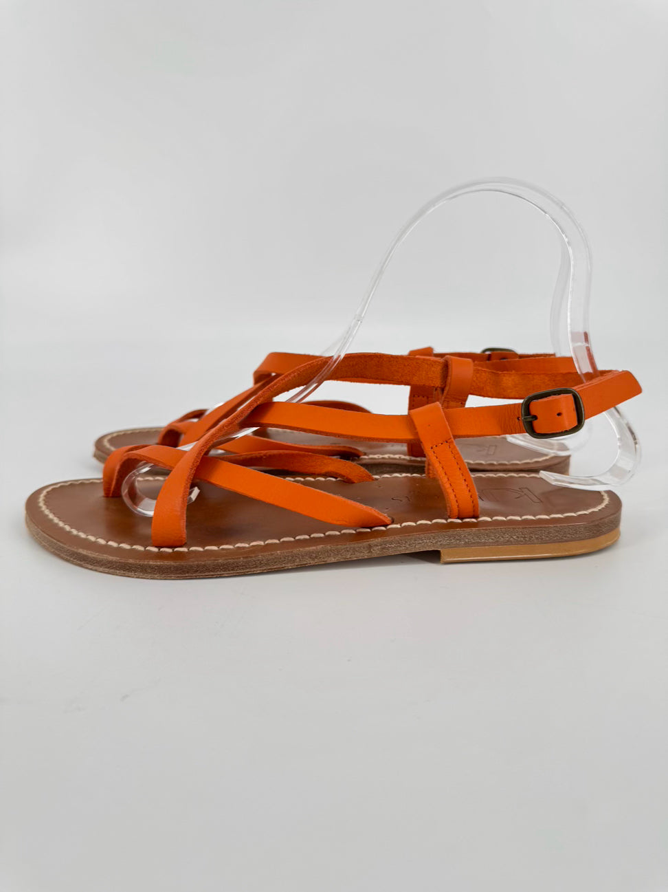 K JACQUES Size 38 Orange Leather Sandals