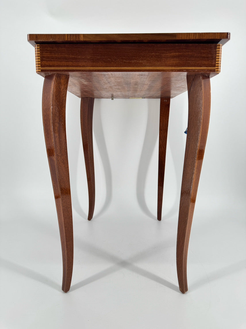 Wood Marquetry Music Box Side Table