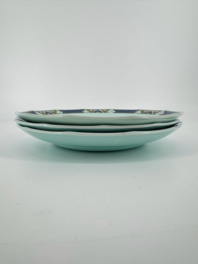 ADAMS Robin's Egg Blue Calyx Ware Ming Toi Set of 3 Plates