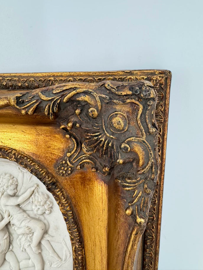 Bisque Relief Plaque in Ornate Gold Frame