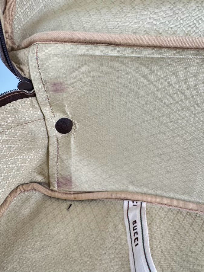 VINTAGE GUCCI Coated Canvas Brown Logo Luggage