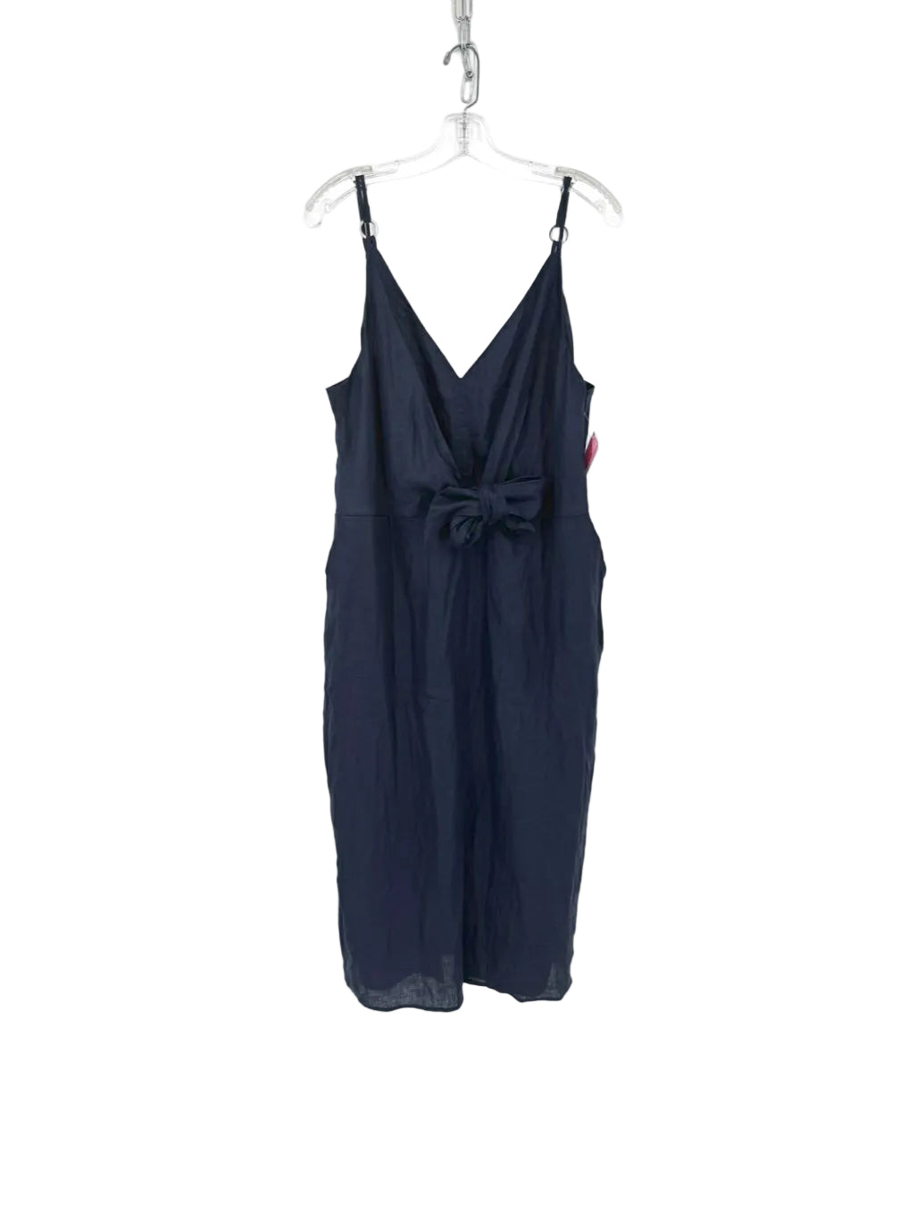 REISS Size Wmn's 14 Navy Linen Tie Front Sleeveless Midi-Dress – The Snob Shop