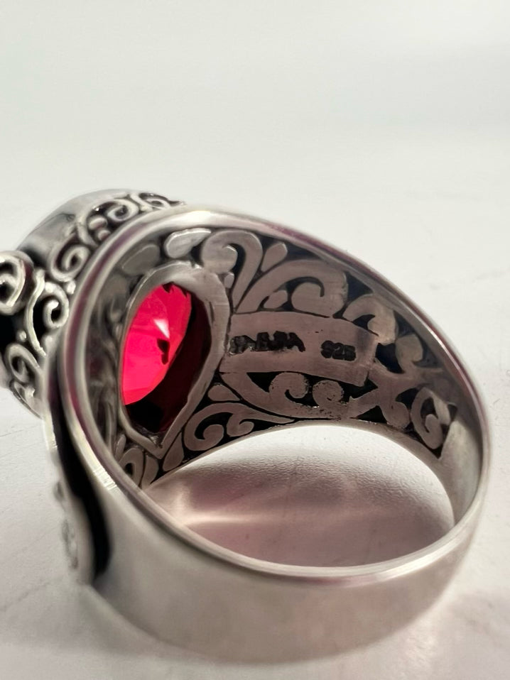 Sterling Silver Purple Stone Sarda Bali Ring