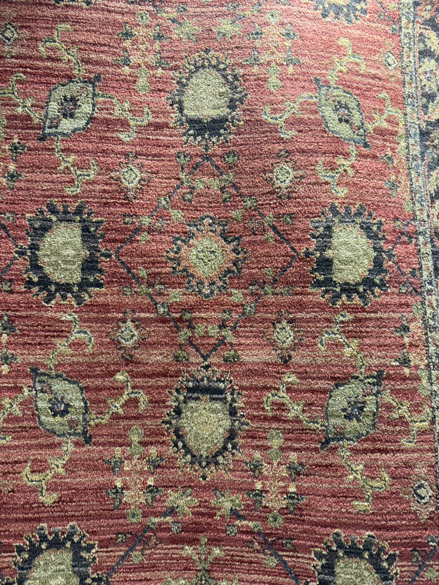 Brick & Cream Wool Area Rug