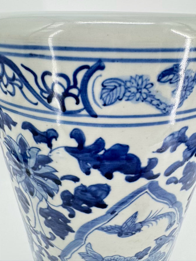 Blue & White Flowers Ceramic Umbrella Stand