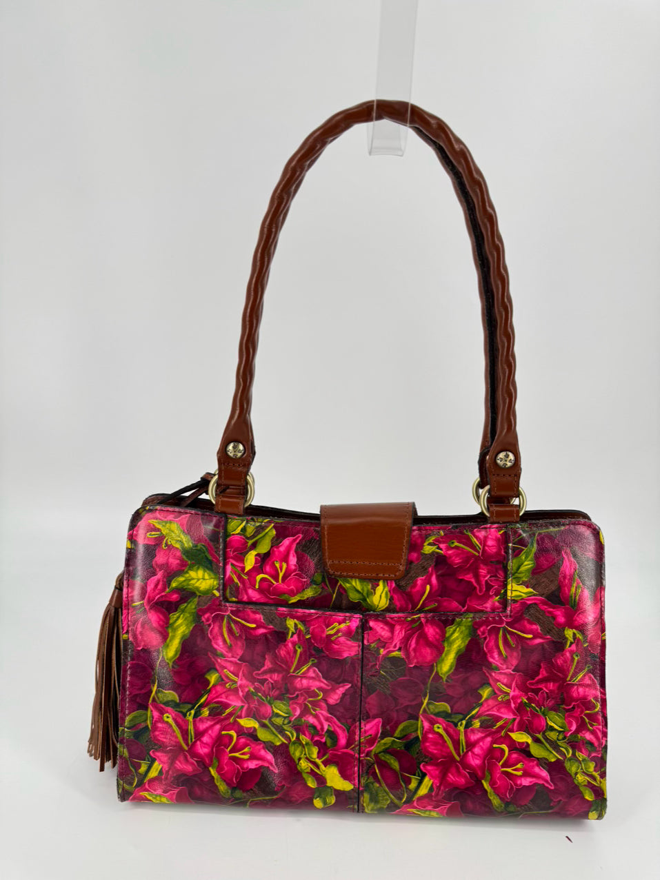 PATRICIA NASH Pink & Green Leather Floral Purse