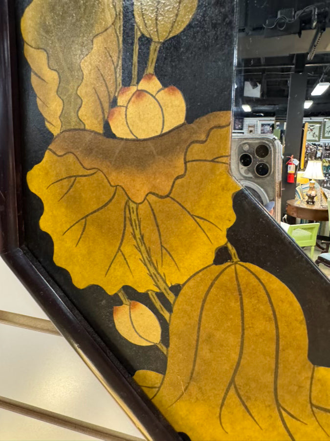 Black & Gold Ducks & Flowers Octagonal Mirror