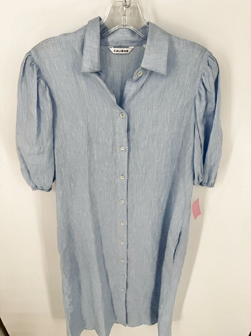 CALIBAN Size 42 Powder Blue Linen Shirt Dress
