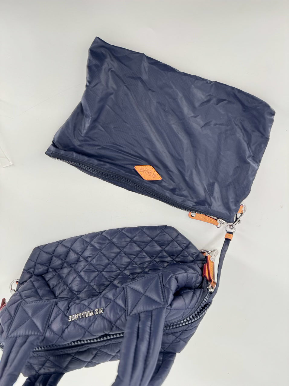MZ WALLACE Navy Quilted Nylon Purse