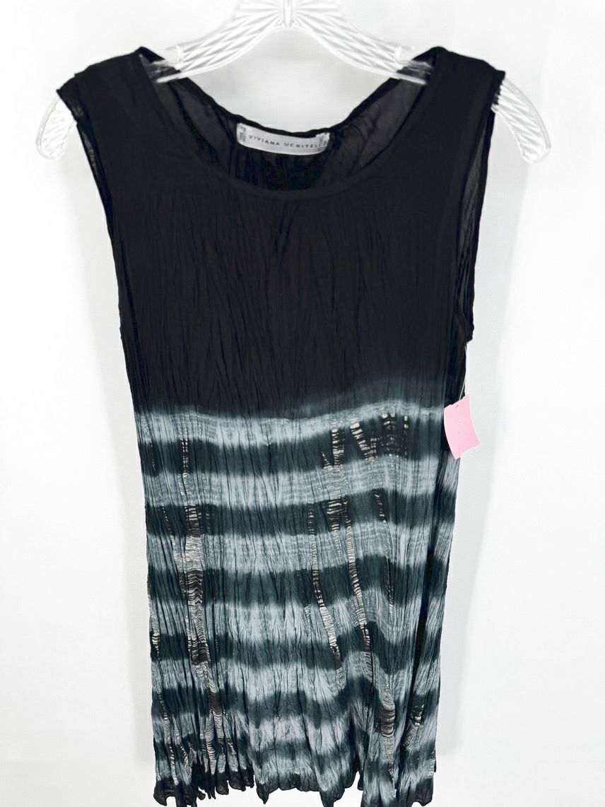 VIVIANA UCHITEL Size M Midnight Print Sleeveless Dress w/ Slip
