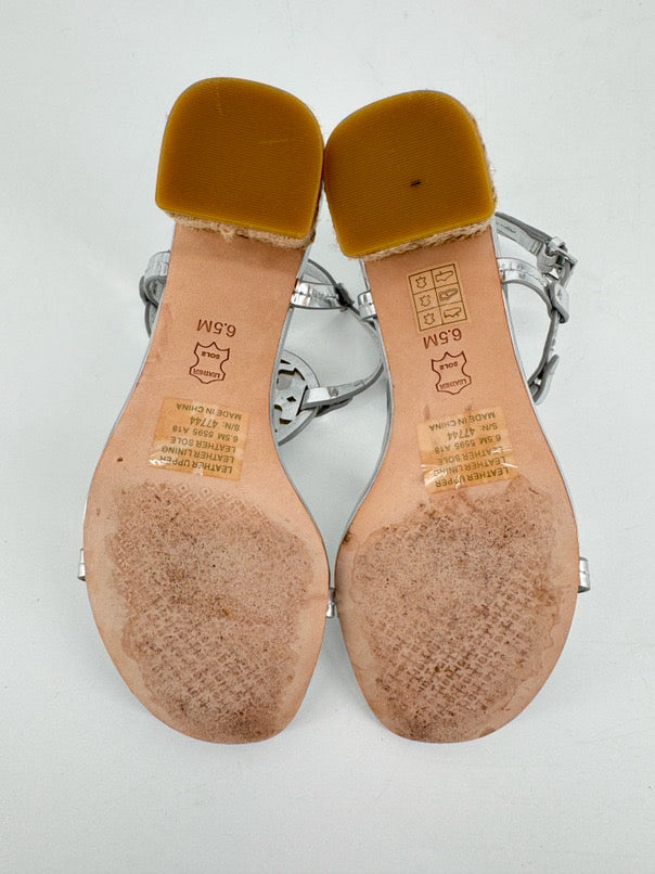 TORY BURCH Size 6.5 Silver Silver Heels