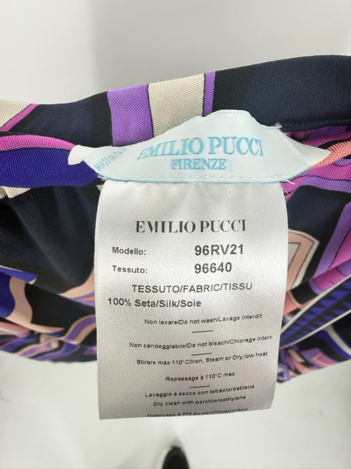 EMILIO PUCCI Size 10 Violet & Navy Silk Skirt