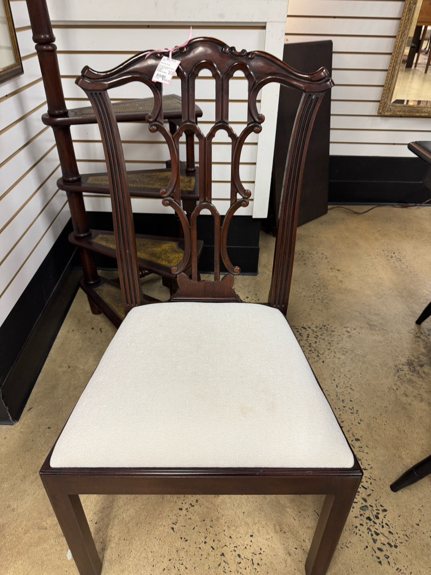 Wood & Cream Upholstered Side Chair