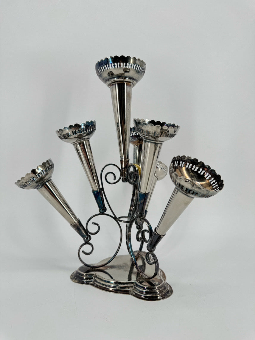 Silver Plate 6 Horn Epergne Vase