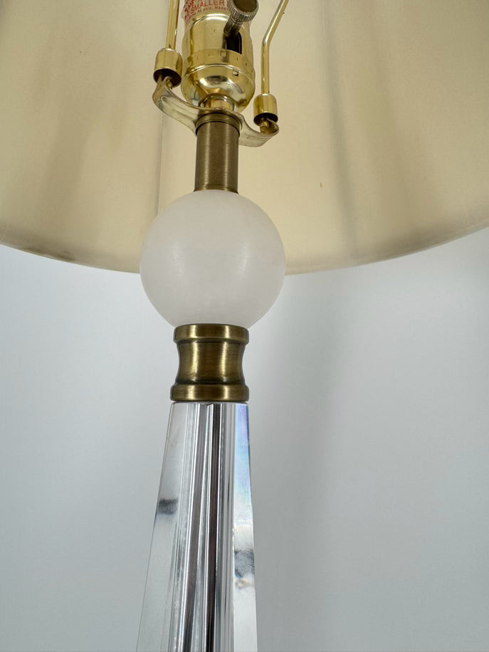 Crystal, Polished Metal, & Alabaster Pair of Lamps