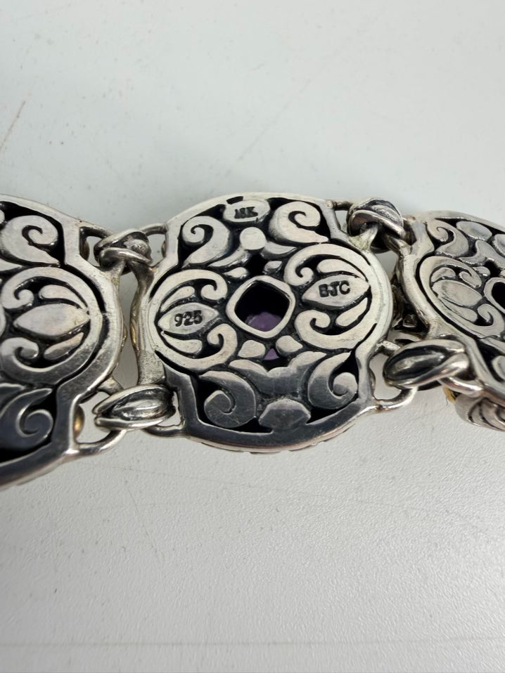 BENHAM STERLING SILVER & 18K Amethyst Bracelet
