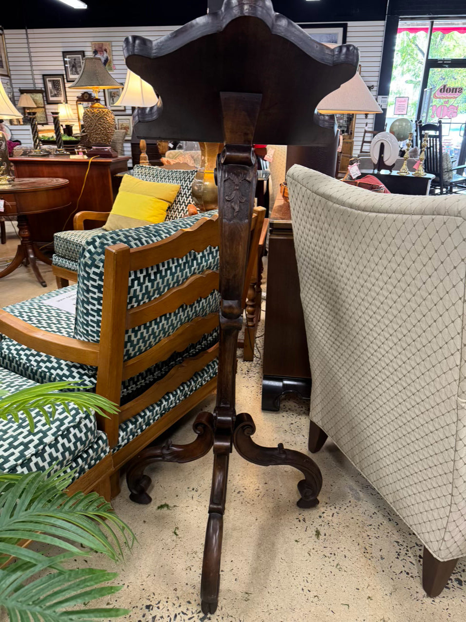 Carved Wood Music Stand