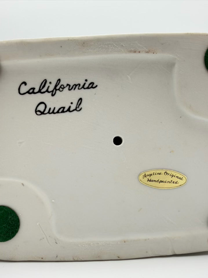 Gray/Green/Brown Porcelain California Quail Figurine