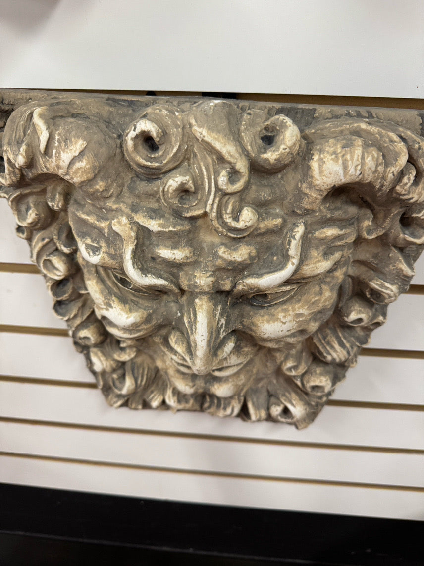 Plaster Grinning Man Wall Hanging Statuary