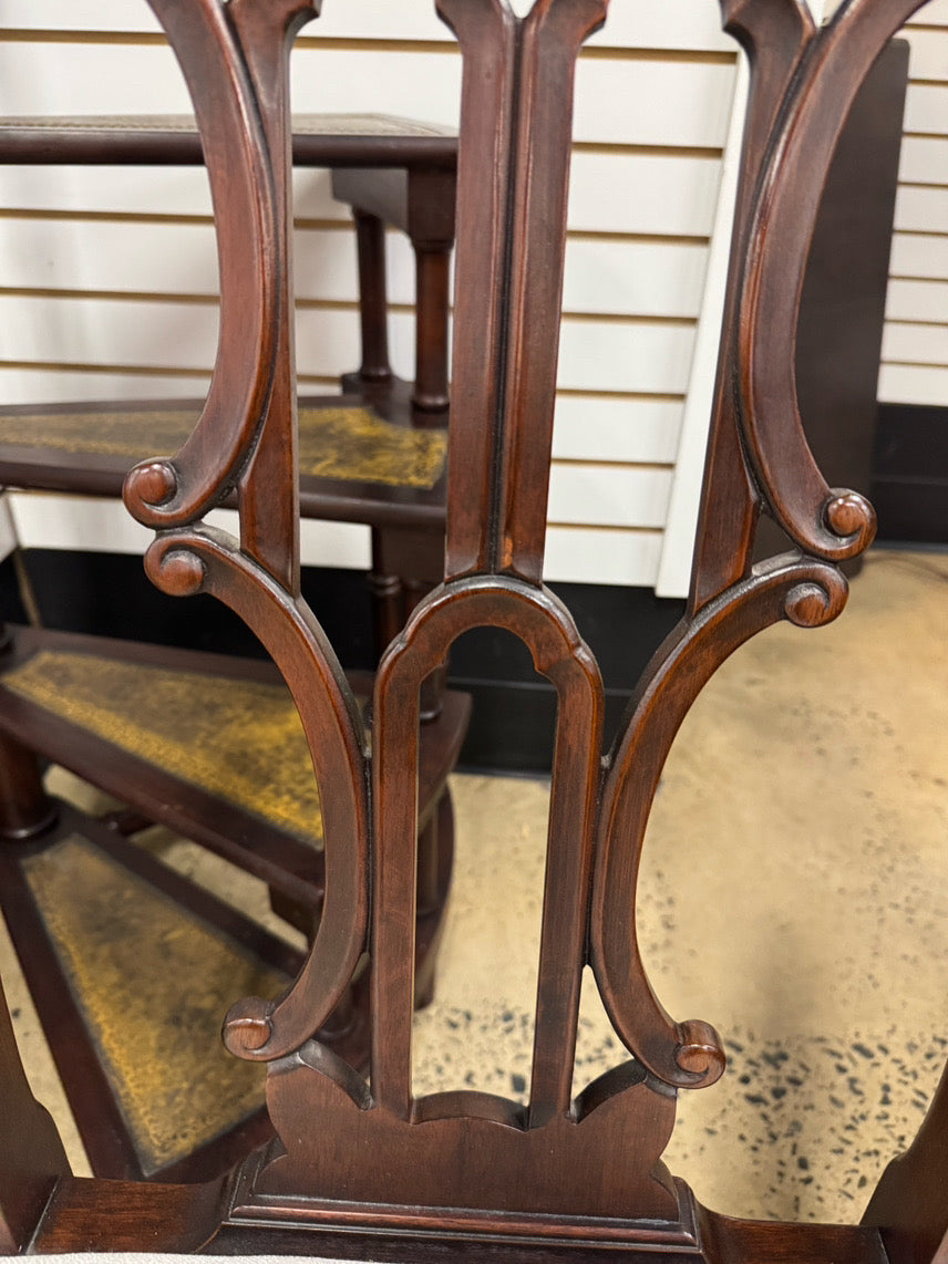Wood & Cream Upholstered Side Chair