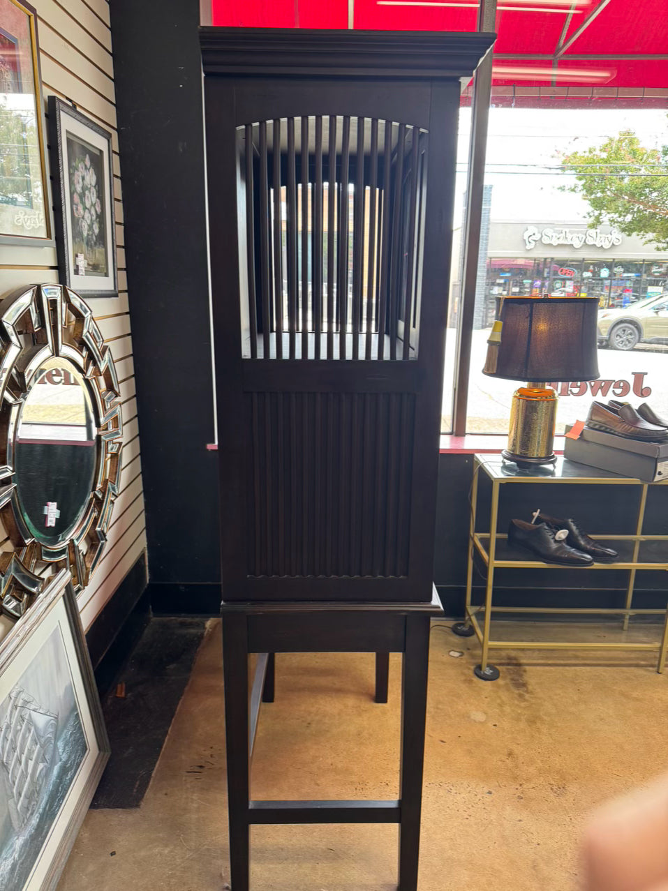 Dark Wood Cabinet w/ Dropdown Desk