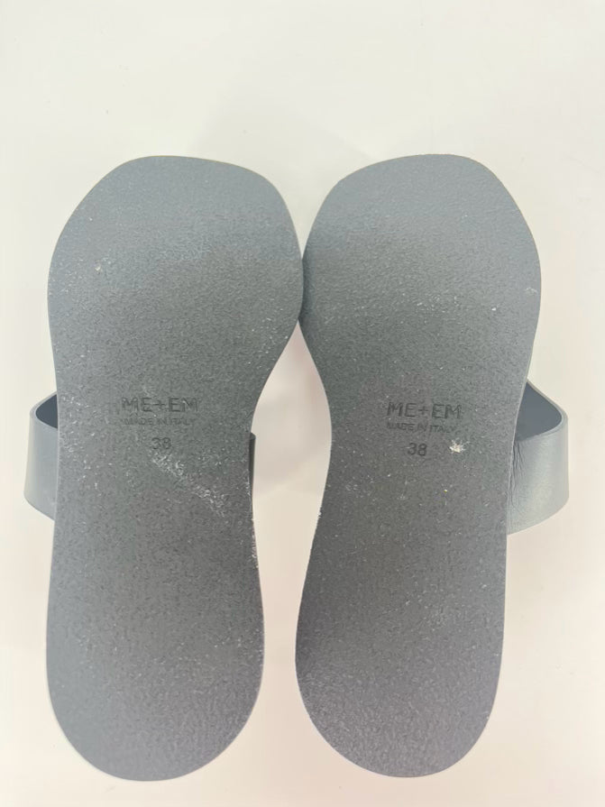 ME + EM Size 38 Black Leather Flip Flops