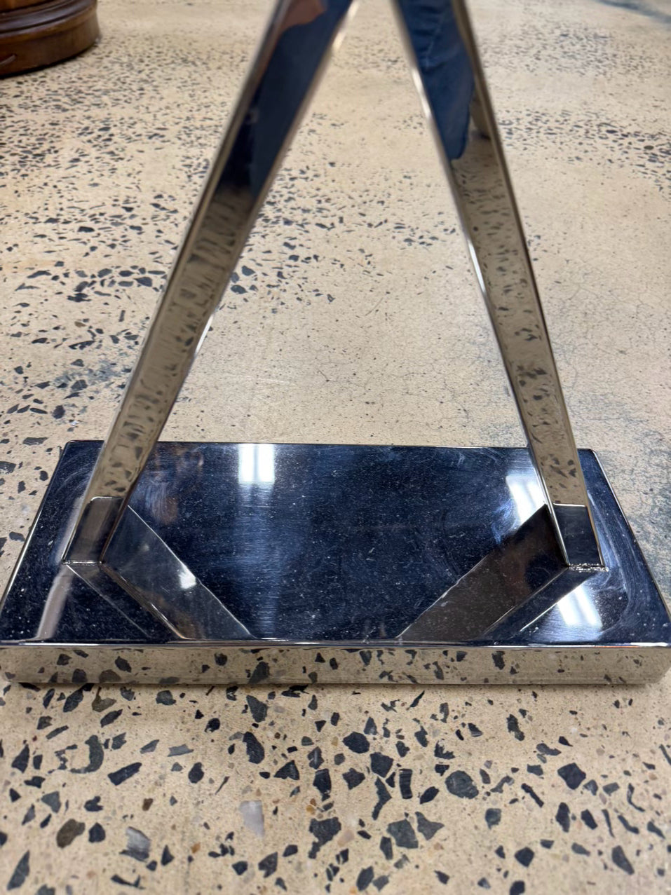 White & Silver Metal & Faux Marble Side Table