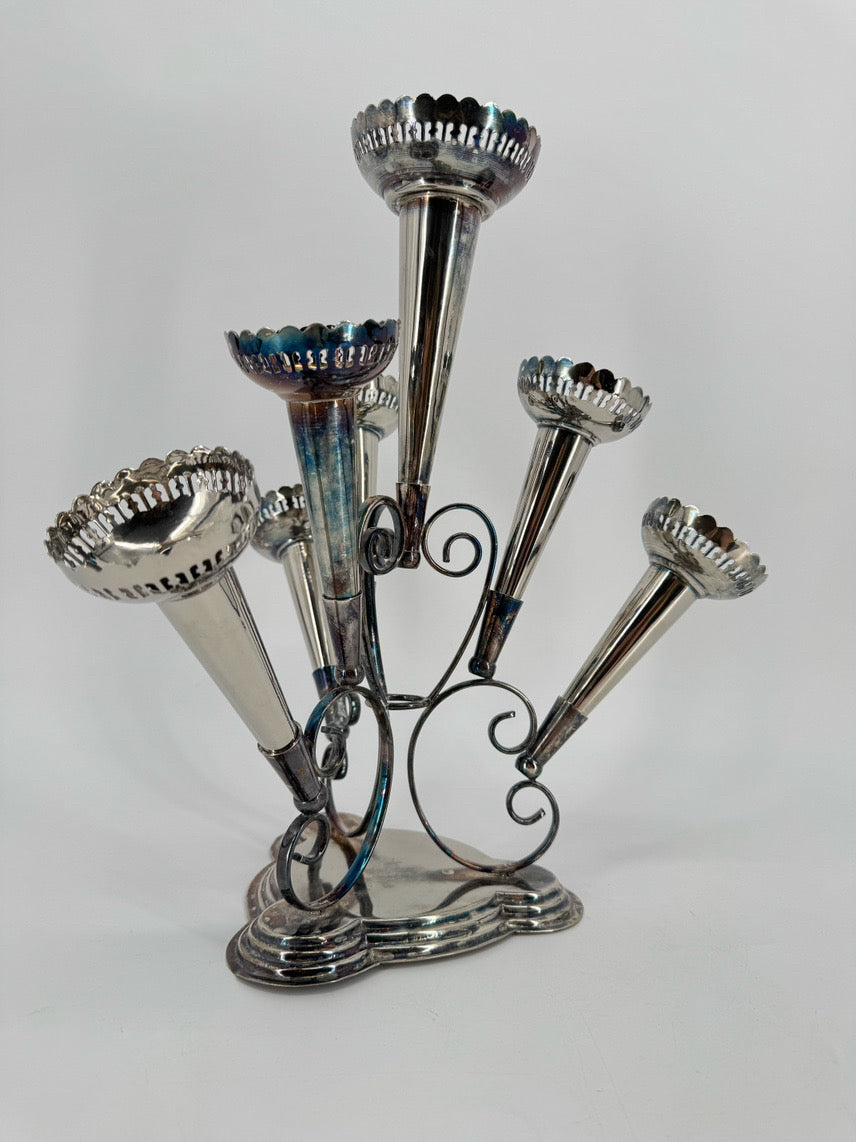 Silver Plate 6 Horn Epergne Vase