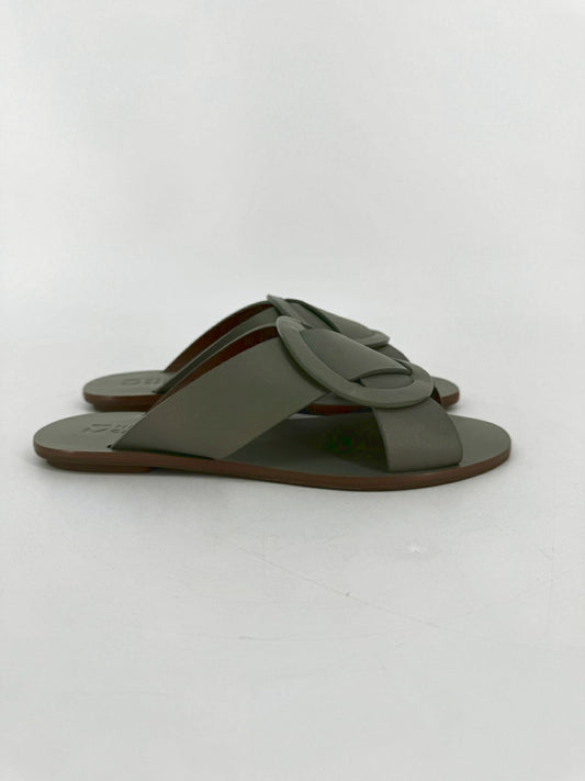 MERCEDES CASTILLO Size 5.5 Gray Leather Carlein Slide Sandals