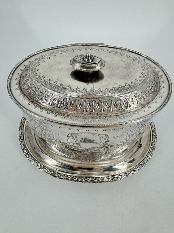 VINTAGE Silver Plate Biscuit Box