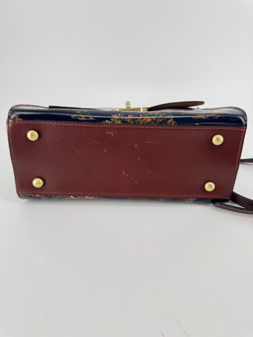 PATRICIA NASH Blue & Gold Leather Horses Purse