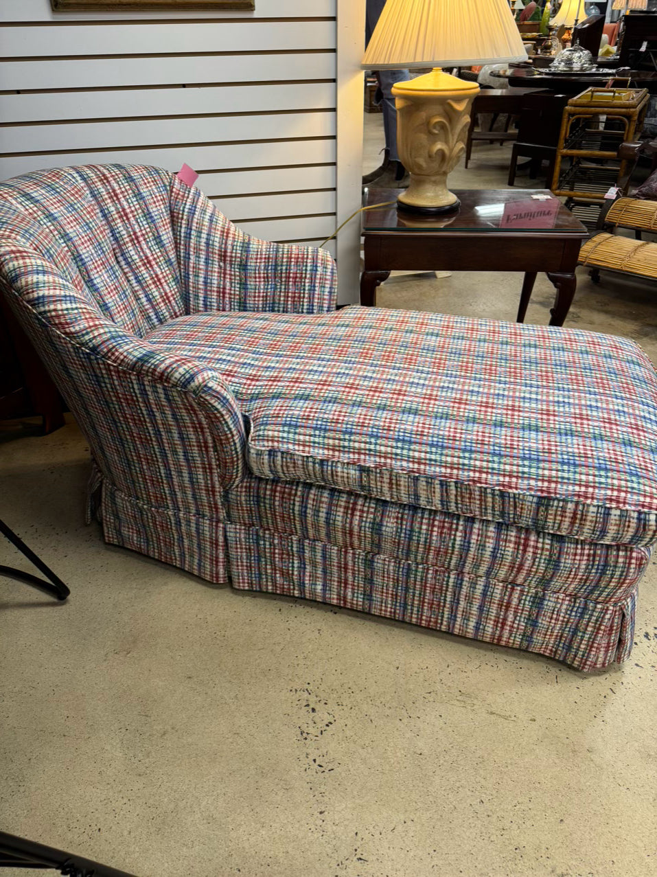 Red & Blue Plaid Chaise