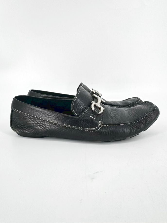 SALVATORE FERRAGAMO Size 9 Black Leather Horsebit Loafers