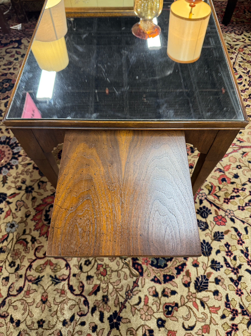 VINTAGE Wood Mirrored-Top Tea Table