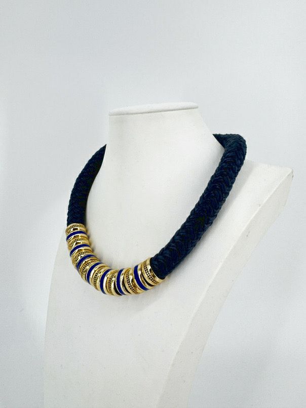 HOLST & LEE Blue & Gold Paracord Necklace w/ Magnet Clasp