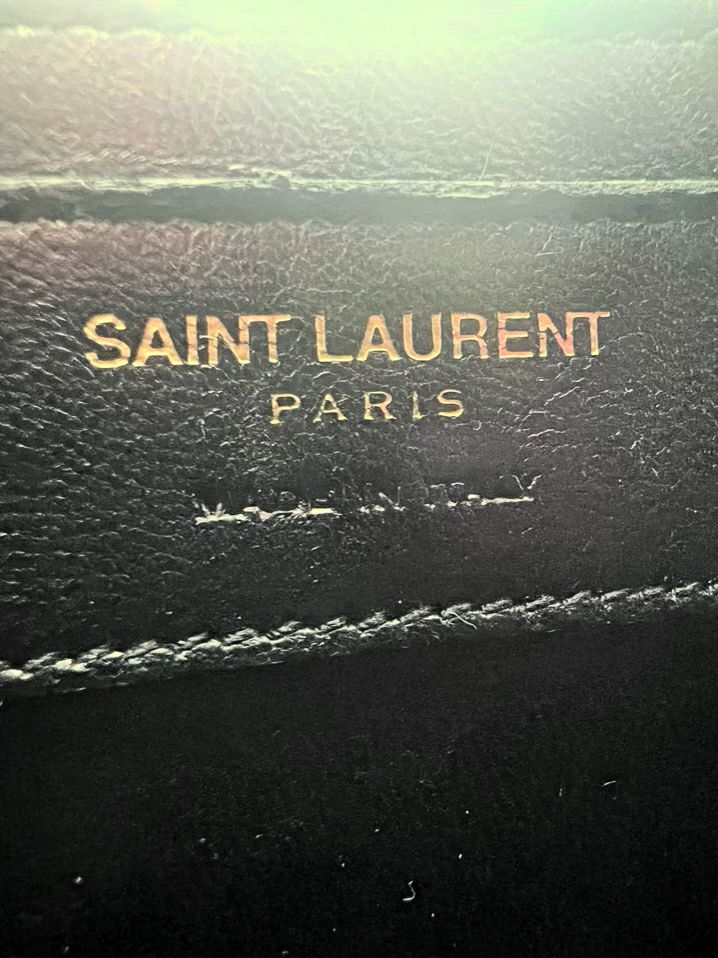 SAINT LAURENT Cobalt Leather Grain De Poudre Classic Monogram Crossbody Bag
