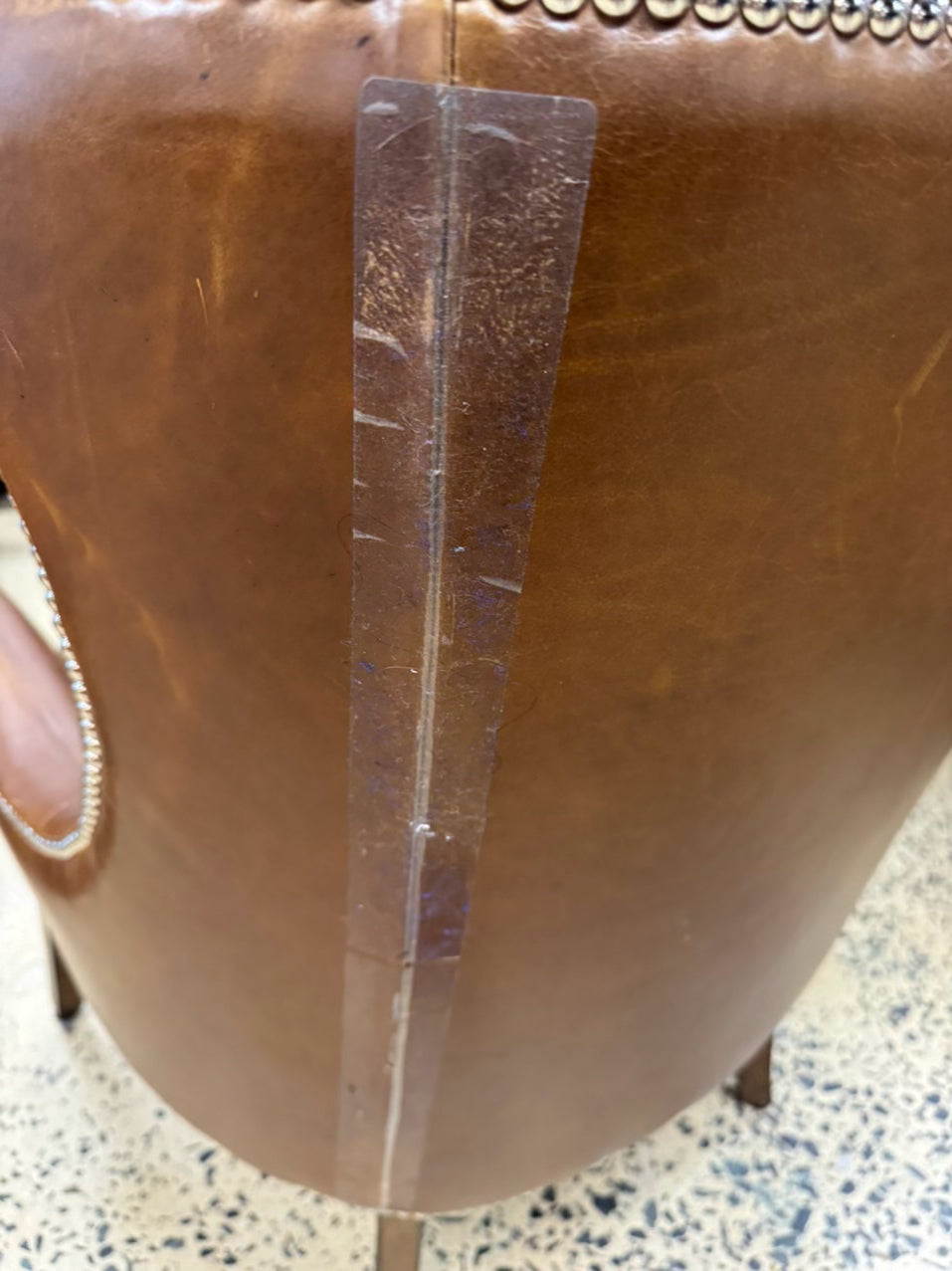 WILLIAMS SONOMA Caramel Leather Nailhead Pair of Chairs