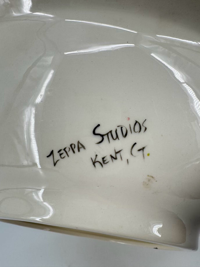 ZEPPA STUDIOS Green & Blue Welsh Corgis Pottery Bowl