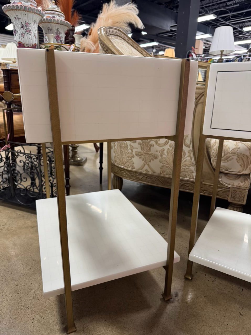 GABBY HOME White & Gold Handles Pair of End Tables